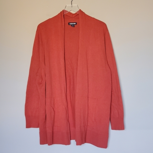 Lands' End Women's Long Sleeve Open Long Cardigan Sweater Rust Plus Size 1X - Picture 10 of 11